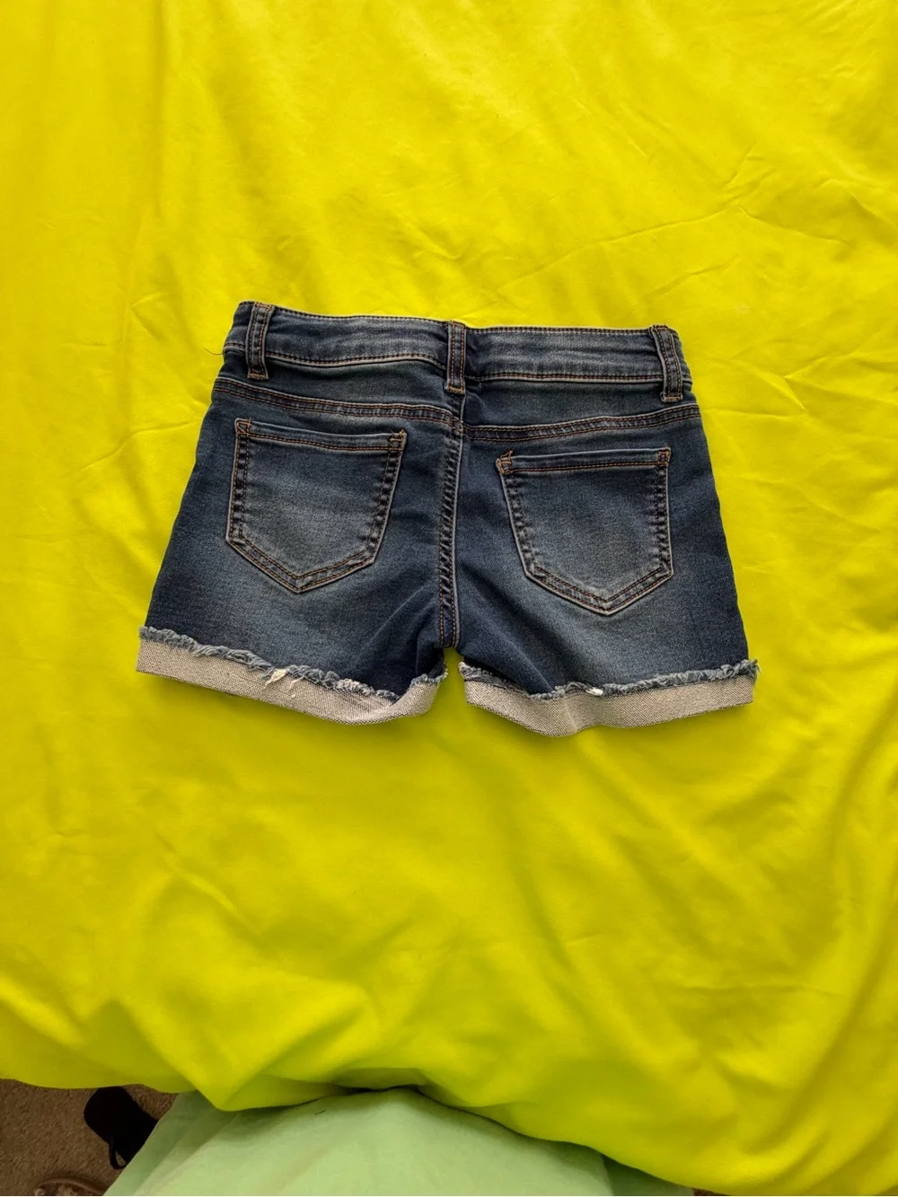 Girls' Dark Blue Denim Roll-Cuff Jean Shorts